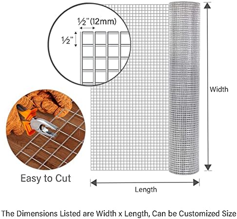 Durable Stainless Steel Welded Wire Mesh - 0.5x15m Chicken Wire Fence with Pliers, Perfect for Poultry Cages, Garden, Farm & Animal Enclosures