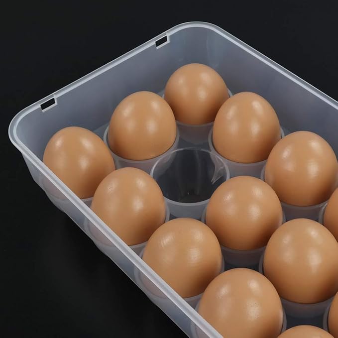 4-Pack Clear Covered Egg Holders, Egg Holder For Refrigerator, Plastic Refrigerator Egg Trays with Lids, Fit 18 x 4 Eggs (72 Eggs)