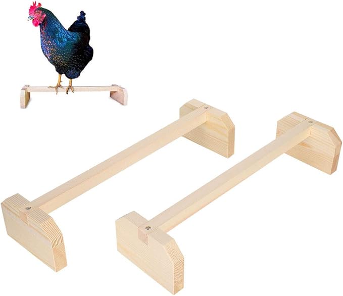 Chicken Roosting Bar, Prevent Rotation Design Solid Wooden Thicken Rooster Perch for Coop Brooder Chickens Parrots Large Birds