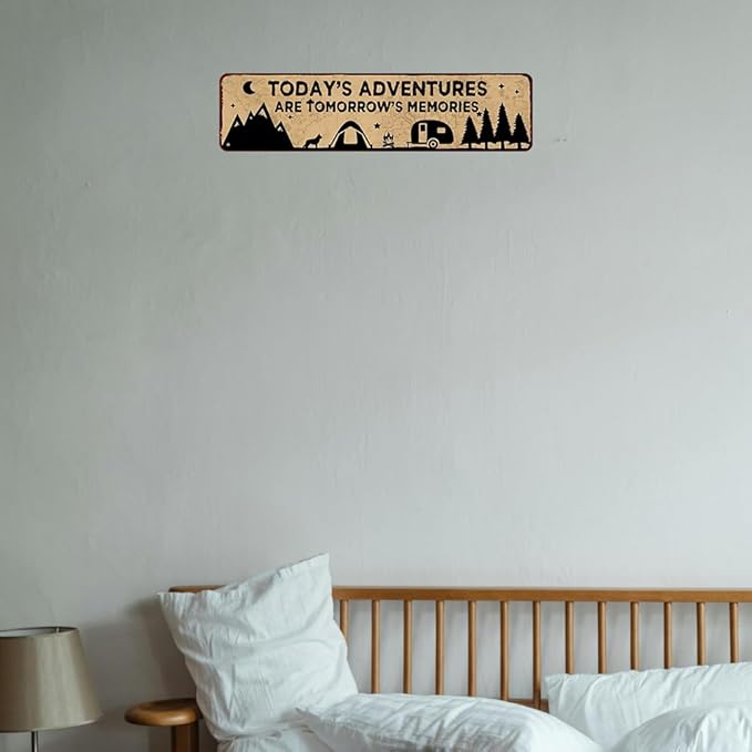 Camping Decor Camper Signs Rv Accessories Vintage Metal Tin Sign Outside Camping Sign Rv Wall Decor Today's Adventure Are Tomorrow's Memories Sign Campers Gifts Campsite Decorations 16x4 Inches