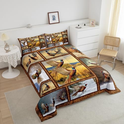 Erosebridal Pheasant Comforter Set Teens Youth,Hunting Animal Queen - Color 34, Polyester, 3 Pack - Image 3