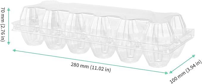 FUNSUEI 50 Pack Plastic Egg Cartons Bulk, 12 Egg Reusable Egg Cartons, Empty 1 Dozen Chicken Egg Tray Holders Clear Refrigerator Eggs Cartons Bulk for Storing, Gifting, Selling, Displaying