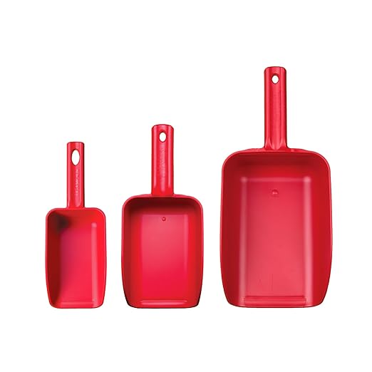 Remco - A Vikan Company 3 pk Color-Coded Plastic Hand Scoop - BPA-Free, Food-Safe Scooper, Commercial-Grade Utensils, Restaurant and Food Service Supplies, 16, 32, 82 Ounce Sizes, Red
