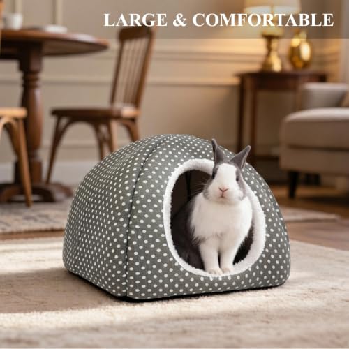 Rabbit Hideout Large Bunny Bed Washable Rabbit House - Grey, Foam - Image 2