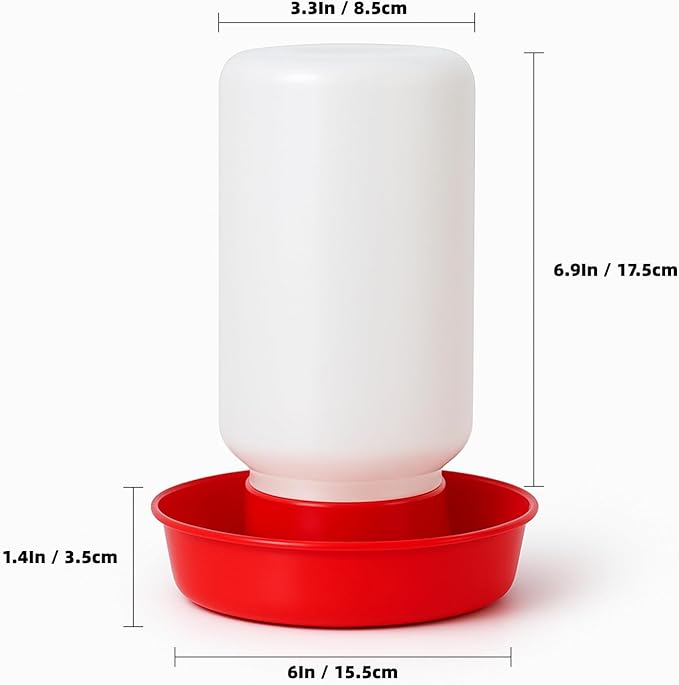 Baby Chick Feeder and Waterer Set, 1 Quart Poultry Starter Kit, No-Waste 8-Hole Feeder & Anti-Drowning Waterer, Gravity Fed Dispenser for Brooder, Chicks, Ducklings, Quail