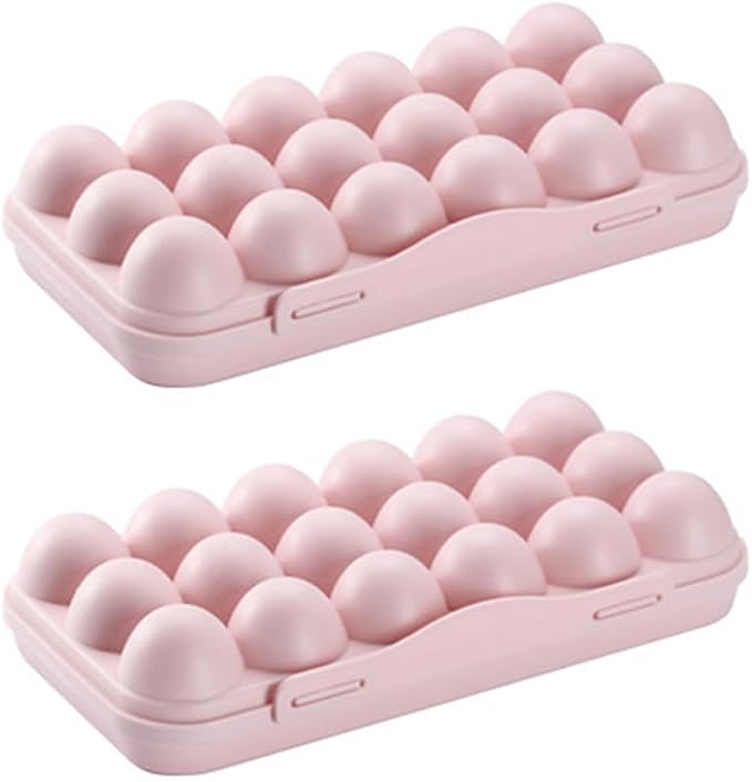 UPKOCH Stackable Egg Storage Box for Refrigerator Portable 18-Count Plastic Egg Holder with Lid Anti-Collision Shatterproof Container for Kitchen Organization