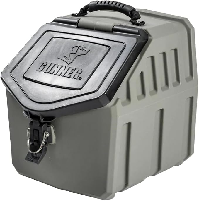 GUNNER 30 lbs Gunmetal Dog Food Storage Container with Measuring Scoop – Waterproof & Airtight Pet Food Bin for Dry Feed, Corn, Chicken Feed, Bird Seed & Treats – 3 Cup Ergonomic Scooper
