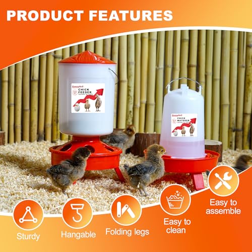 2-in-1 Chick Starter Set: Top Filling 0.8 Gal Feeder & 0.4 Gal Waterer Red - BPA-Free Plastic (Semi-Transparent), 6.6 pounds - Image 4