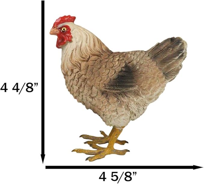 Ebros Gift Rustic Western Country Farm Light Brown Chicken Hen Figurine 4.5" Tall Chickens Roosters Kitchen Desktop Shelf Mantel Decorative Accent Sculpture in Vivid Colors