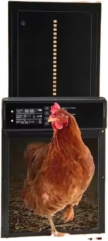 Solar Automatic Chicken Coop Door with Screen, Light Sensor/Timer/Remote Control Auto Chicken Doors Anti Pinch Waterproof
