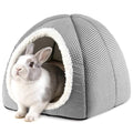 Rabbit Hideout Bed for Large Bunnies, Soft Plush Bunny House - Charcoal, Polyester by Tierecare