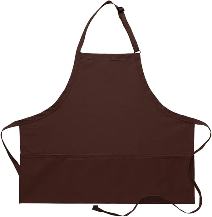 DayStar Apparel Premium Quality 3-Pocket Bib Apron with Adjustable Neck and Extra Long Ties - Style 200