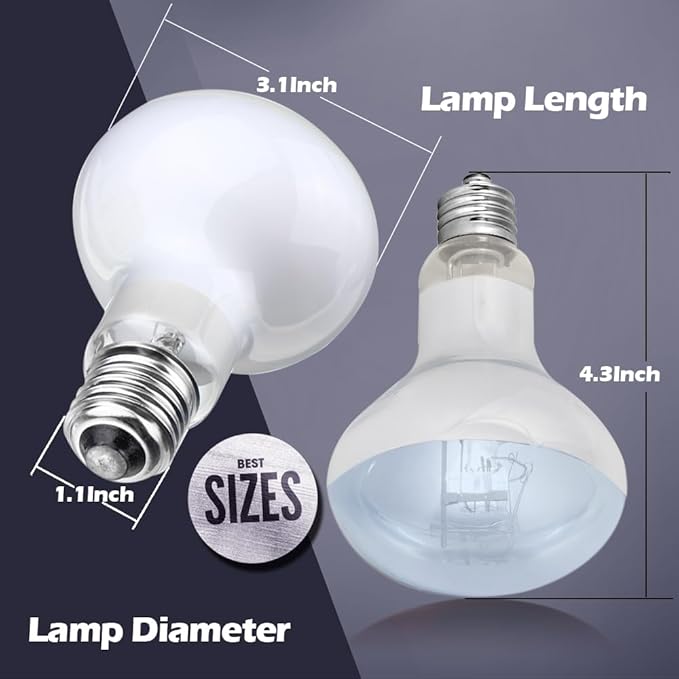 Reptile Heat Lamp Bulbs 75W 2 Pack,Day and Night Infrared Basking Spot Heating Light Combo,UVA Heat Lamp Bulb for Reptile and Amphibians,Bearded Dragon, Lizard, Turtle, Snake