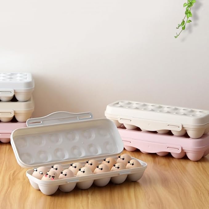 UPKOCH Stackable Egg Storage Box for Refrigerator Portable 18-Count Plastic Egg Holder with Lid Anti-Collision Shatterproof Container for Kitchen Organization