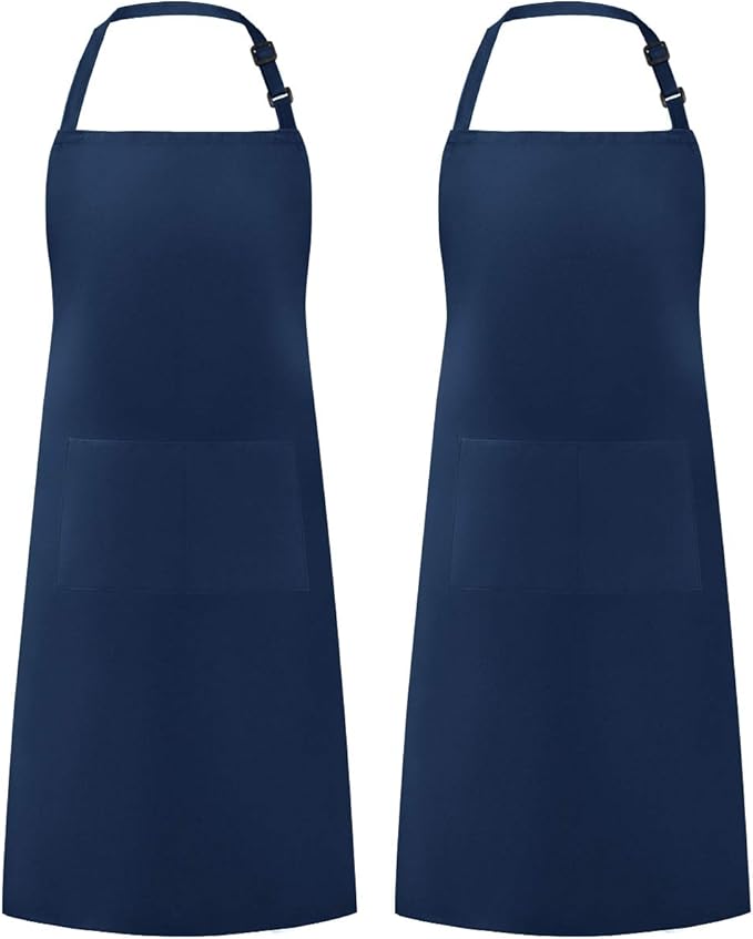 Syntus Adjustable Bib Apron with 2 Pockets Cooking Kitchen Aprons for Women Men Chef