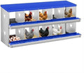 Durable Blue Poultry Nest Box - Metal Chicken Nesting Box for Small Animals - 10 Compartments, Wall Mount, Easy Egg Collection & Protection, No Legs - Blue, 10 Compartments, No Legs