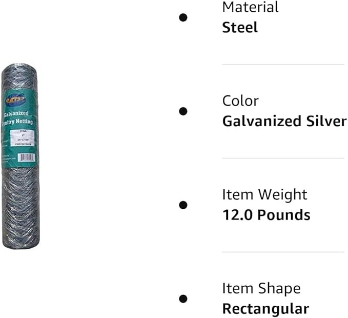 Galvanized Hexagonal Poultry Netting Chicken Wire 24" x150' x 2" Mesh 20GA
