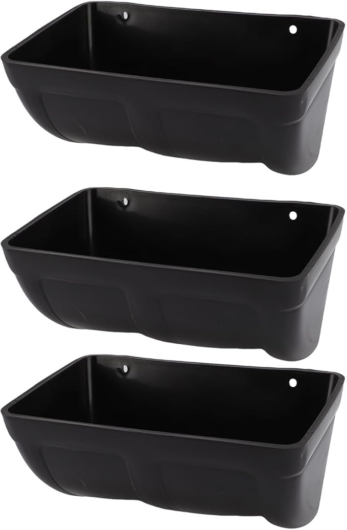 Hanging Poultry Feeder Large Capacity Space Saving Plastic Hanging Chicken Feeder Trough for Farm (Black)
