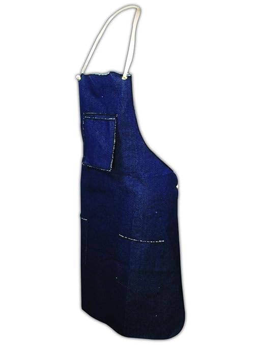 MAGID 28" x 36” Blue Denim Bib-Style Apron with Pockets & Ties, 2 Pairs, 2940
