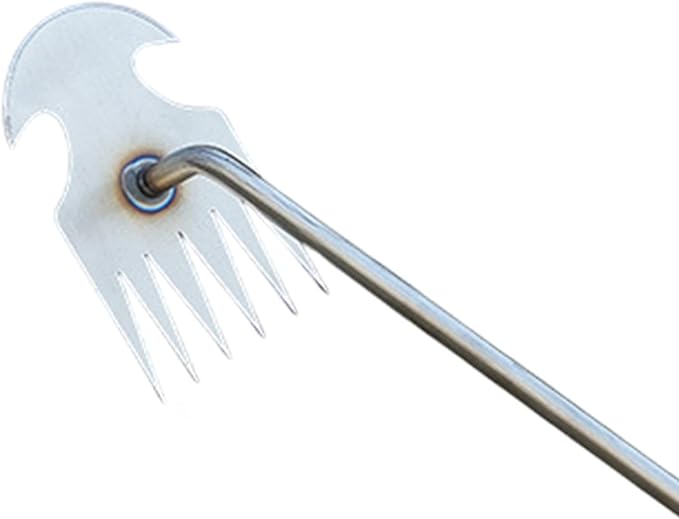 Weeds Puller Weeding Rake, with Handle, Uprooting Garden Weeding Tool Stainless Steel for Lawn Farm Outdoor Backyard, 6 Teeth, 48.5cmx10.5cmx6.5cm