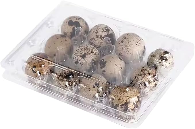 Jumbo Quail Egg Cartons with Custom Farm Labels for Coturnix Bobwhite Quail (12 Count, 50)
