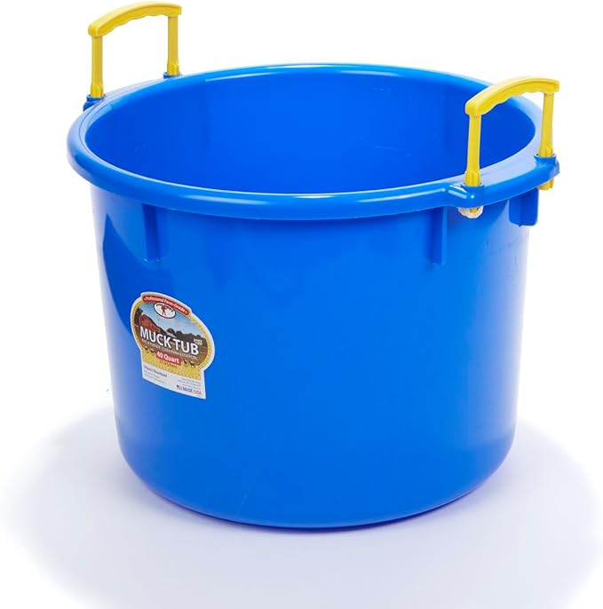 Little Giant® Plastic Muck Tub | Durable & Versatile Utility Bucket with Handles | Muck Bucket | Durable Handles | 40 Quart | Blue