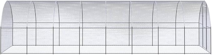 Large Metal Chicken Coop, Walk-in Poultry Cage with Galvanized Steel Frame, Durable Outdoor Run for Hens, Ducks, and Small Animals, 3x8x6.6 ft