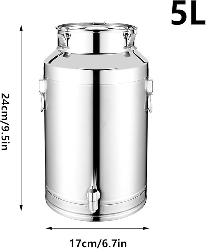 Oil Container - Airtight Stainless Steel Storage Bucket, 5L 9L 14L Large Capacity Canister with Sealed Lid Lock, Freshness Preserving Food Safe Function, Ideal for Flour Coffee Sugar Baking