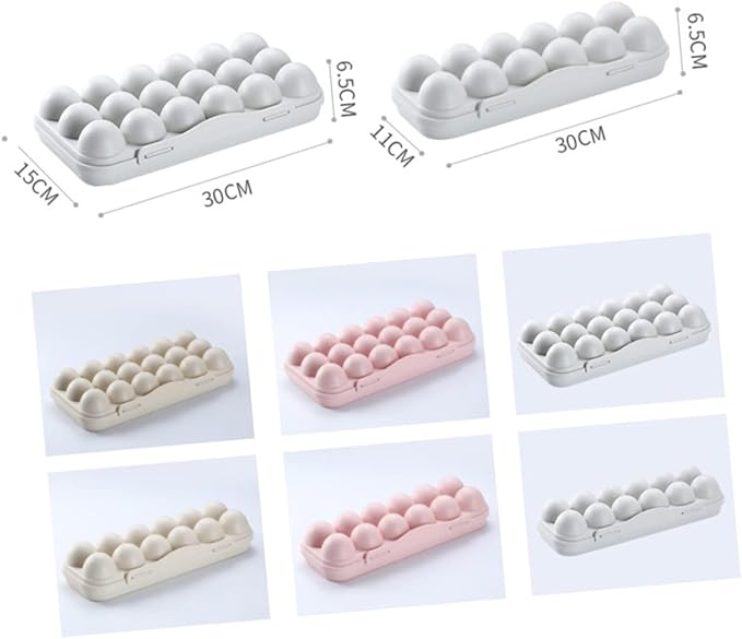 Egg Storage Container 2 Pack 12 Grids Egg Trays Fridge Pp Material Stacking Design (grey)