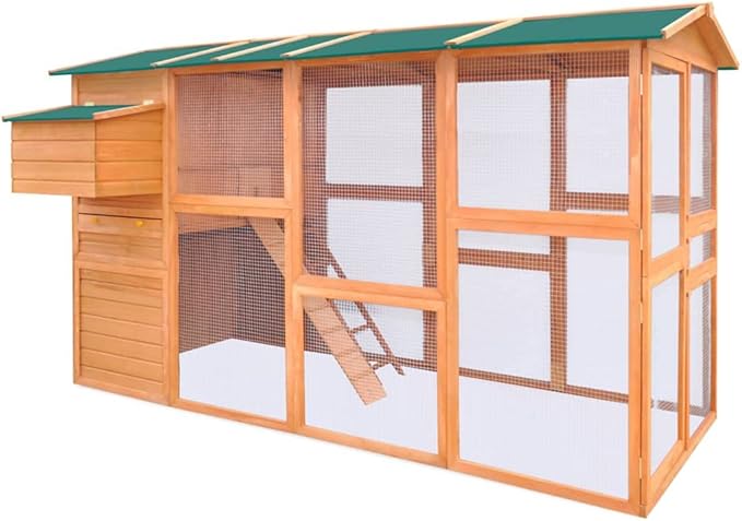 Chicken Coop Large Wooden Outdoor Bunny Rabbit Hutch Hen Cage with Ventilation Door,Ramp Garden Backyard Pet House Chicken Nesting Box,Chicken Coop Wood 116"x64.2"x67"