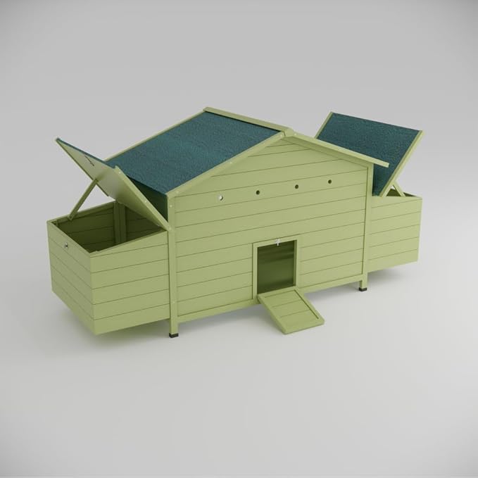 Large Wooden Chicken Coop Outdoor Hen House with 2 Free-Range Doors, 2 Nesting Boxes, and Chicken Perch for Backyard Poultry, 11.12 ft²