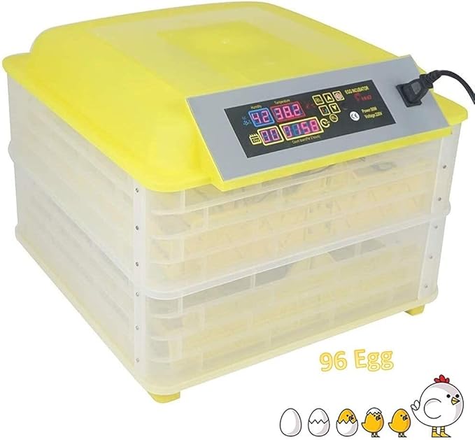 Egg Incubator, 96 Egg Incubator Automatic Turning Poultry Hatcher Brooder Digital Temperature Humidity Control For Chicken Duck Bird Pigeon Farm