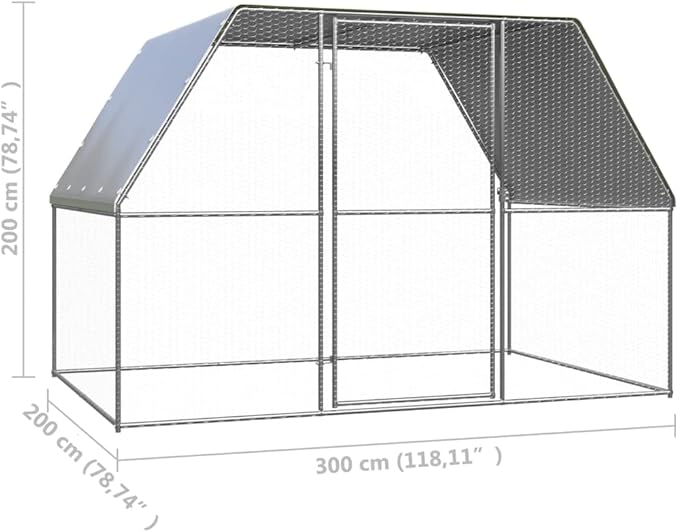 Weatherproof Outdoor Chicken Coop Large Walk-in Enclosure Outdoor Chicken Cage 9.8'x6.6'x6.6' Galvanized Steel for Outdoor Backyard Farm Garden