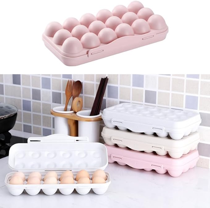 UPKOCH Stackable Egg Storage Box for Refrigerator Portable 18-Count Plastic Egg Holder with Lid Anti-Collision Shatterproof Container for Kitchen Organization