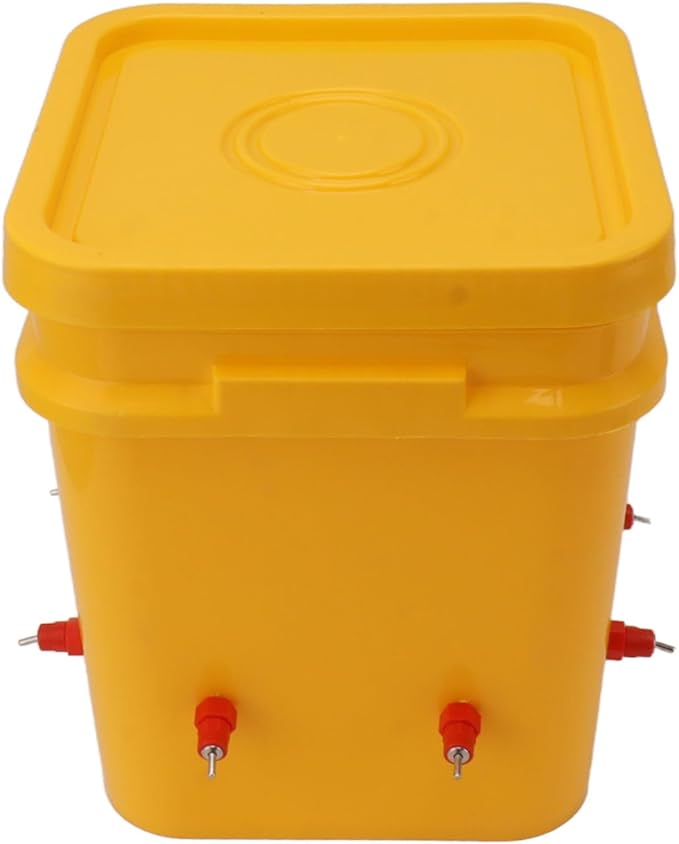 High Capacity Automatic Chicken Waterer Bowl with 12L Handheld Bucket Gravity Watering System for Quail, Easy Installation - Durable Plastic (Bucket + Butt Red Head)