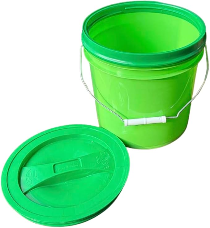 House Naturals 2 Gallon Food Grade - BPA Free Made in USA Buckets Lime Color pails with Screw On Gasket Lids (2, Lime - Green lids)