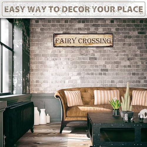 Fairy Crossing Instagram Style Metal Tin Sign (4x16''), Vintage Wall Art Decor - Dust-Proof