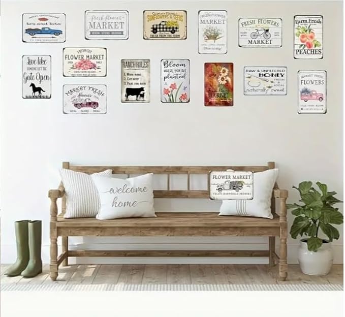 Vintage-Style "Farmhouse Kitchen" Aluminum Sign – Rustic Metal Wall Decor for Home, Bar, Cafe, Street – Durable Outdoor Plaque – 1 Piece, 20x30cm (8x12inch)