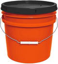 3.5-Gallon Bucket with Airtight Lid – Made in USA, Food Grade BPA Free Plastic, Heavy Duty Multi-Use, Metal Handle with Grip, Stackable Storage – Orange, 1 Pack