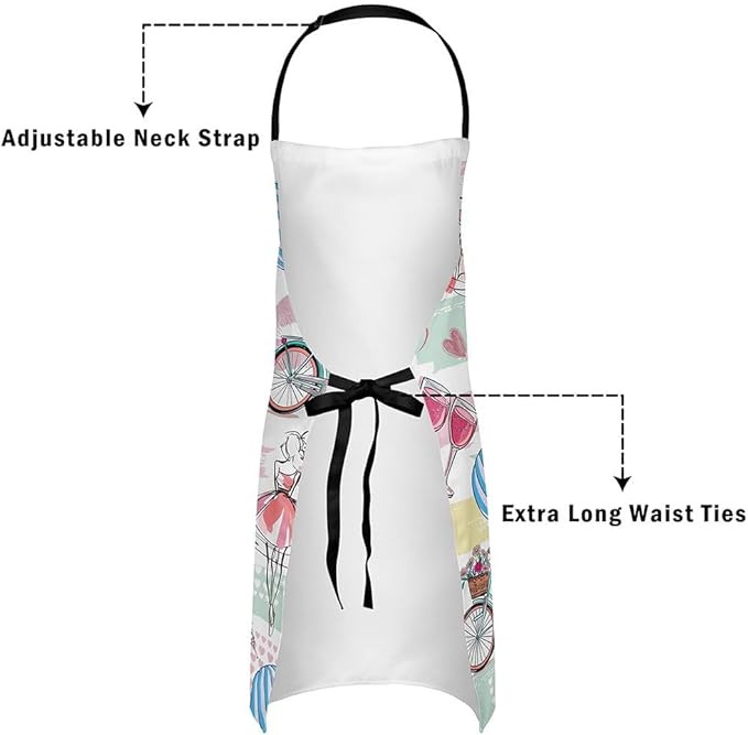 jejeloiu Cartoon Cats Apron for Women Men 26"x31"