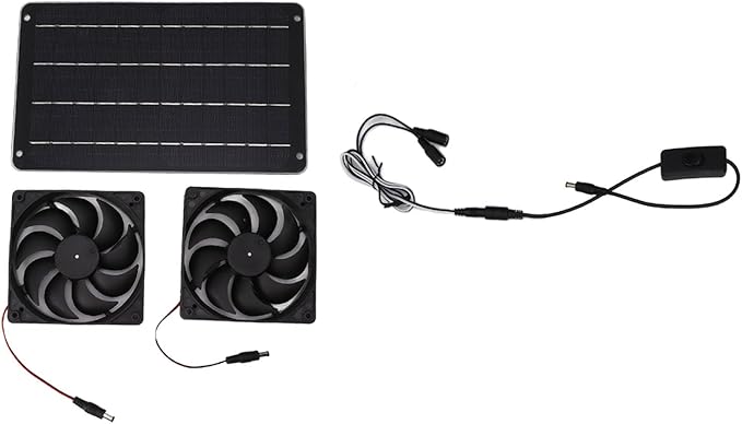 VINGVO Solar Fan, Solar Heater For Chicken Coop 20W Greenhouse Heater Solar Powered Solar Powered Exhaust Fan For Outside Chicken Coops, Greenhouses, Sheds