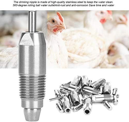 10pcs Automatic Chicken Waterer Nipple Drinker Stainless Steel Chicken Water Nipple Drinker Feeder Automatic Chicken Drinking Nipple