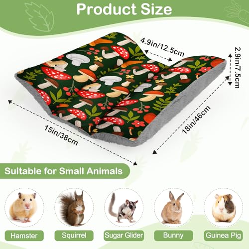 18"x15" Soft Plush Rabbit Bed Washable Cuddle Mat for Small Pets - Large, Green Mushrooms, Polyester - Image 6