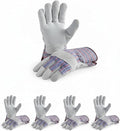Giorgino Cow Split Leather Work Gloves Pack of 5 for Men & Women, Gardening Gloves with Reinforced Fingertips, Knuckle Guard & Safety Cuff