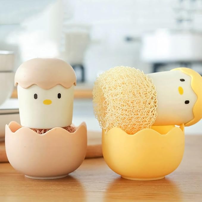2 Pcs Egg Cleaning Brush Chick Brush Cute Egg Shape Scrubber Egg Cleaner for Freshers Eggs and Incubator Scrub Brush About 12 X 8cm