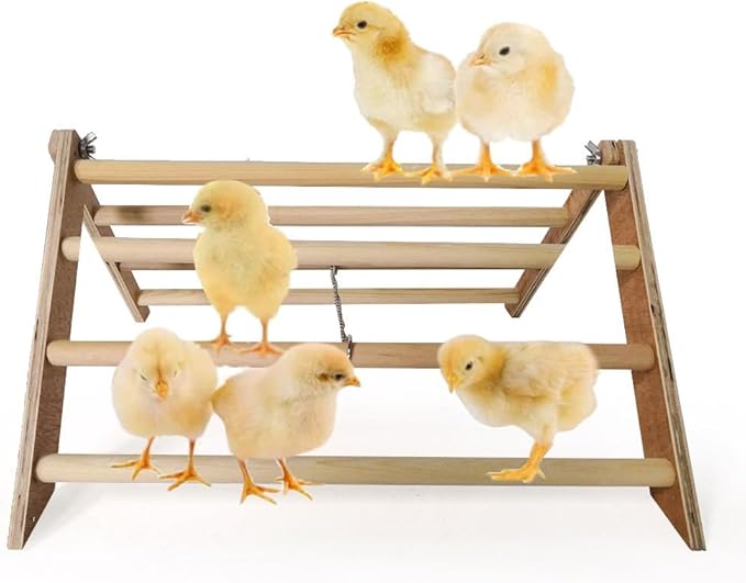 YARNOW Chicken Perch Stand Wooden Roosting Bar for Baby Chicks Detachable Easy Clean Poultry Coop Accessory 14.56X12.59X7.87 Inches