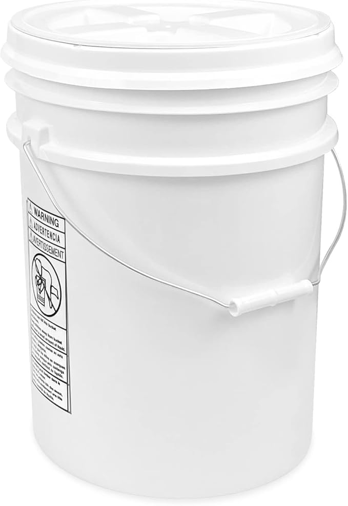 ePackageSupply 5 Gallon White Bucket with White Gamma Seal Screw on Airtight Lid | Made in USA | Food Grade | Heavy-Duty HPDE Plastic | Durable 90 Mil Pail | Easy Stack and Store | BPA Free (6 Count)