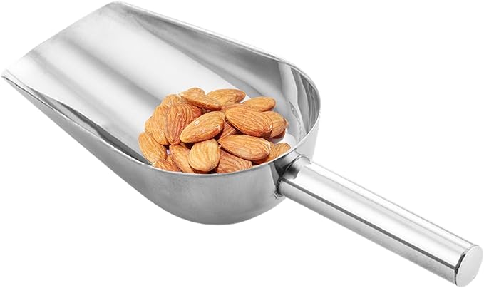 Stainless Steel Scoop - Multipurpose Dry Bin Tool, Candy Serving Ladle, Grain Storage Shovel, Pet Food Handler, Kitchen Utility Accessory | Stainless Steel Scoop for Bar Events for Wedding Parties for