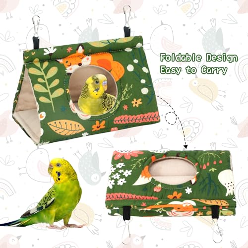 Rypet Bird Nest House, Bird Bed for Cage - Small (Pack of 1), Green, Cotton, Hanging Hammock Bird Hut - Image 3