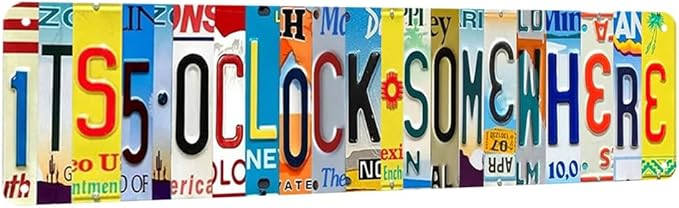 Cenacle It's 5 O'clock Somewhere Bar Signs Man Cave Decor Vintage Metal Wall Decor Sign 4x16 Inches